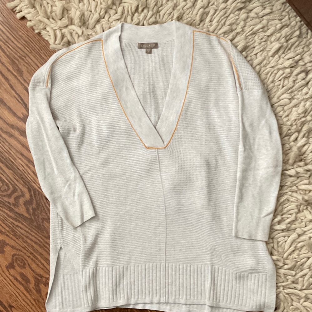 Lilla P Light Gray V-Neck Sweater